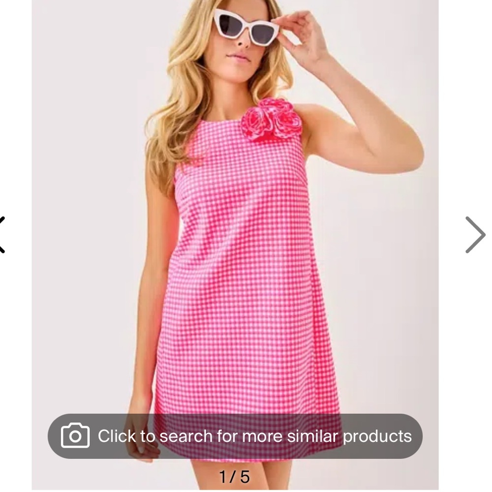 Lilly Pulitzer Edita Stretch Shift Sunkissed Pink Gingham Stretch Jacquard Dress